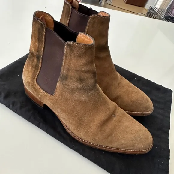 SAINT LAURENT YSL WYATT CHELSEA BOOTS IN SUEDE Size 40/7