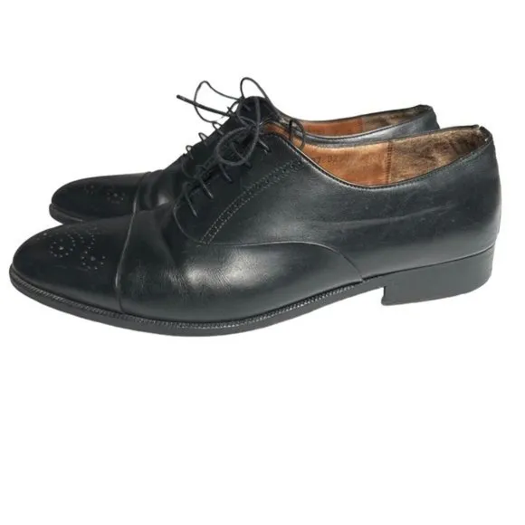 Salvatore Ferragamo Black Lace Up Leather Loafers 9.5D