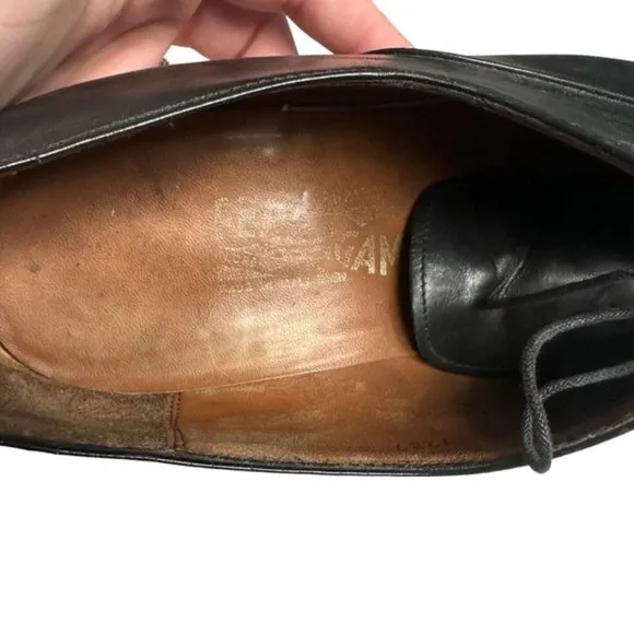 Salvatore Ferragamo Black Lace Up Leather Loafers 9.5D