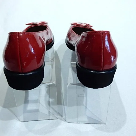SALVATORE FERRAGAMO BOUTIQUE RED PATENT WEDGE LOAFERS IN 6B