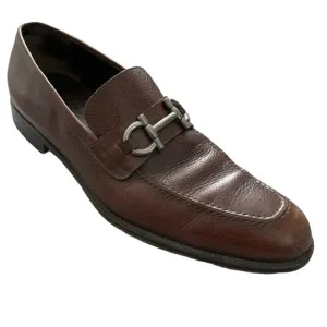 Salvatore Ferragamo Brown Calf Pebble Leather Dress Shoes Loafers size 10.5