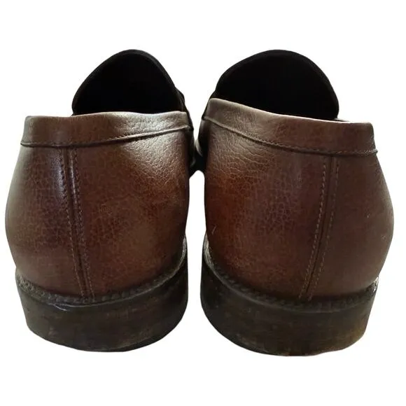 Salvatore Ferragamo Brown Calf Pebble Leather Dress Shoes Loafers size 10.5