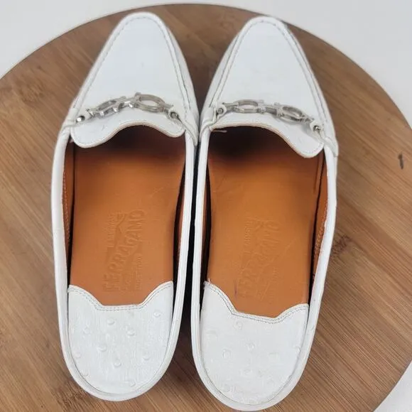 Salvatore Ferragamo Leather Slip On Gancini Driver Mules Women’s 7.5 B Italy