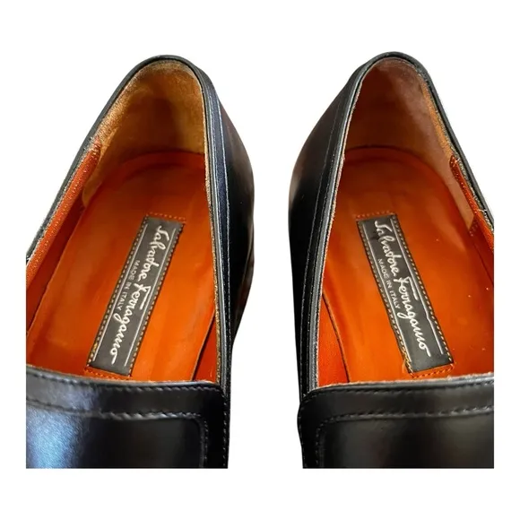 Salvatore Ferragamo Mens Tramezza Mix Gancini Bit Black Leather Loafers Sz 8 EE