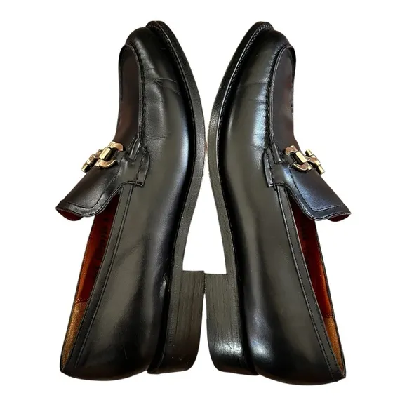 Salvatore Ferragamo Mens Tramezza Mix Gancini Bit Black Leather Loafers Sz 8 EE