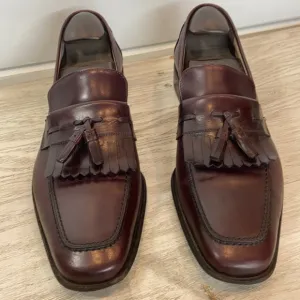 Salvatore FERRAGAMO Oxblood Leather Tassel Loafers Men Size 10B