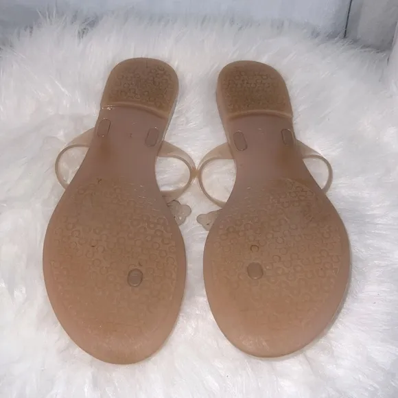 SALVATORE FERRAGAMO PEACH JELLY PERALA BOW THONG SANDALS
