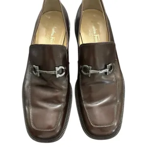 Salvatore Ferragamo Studio Brown Leather Slip On Bit Loafers Men's Size 9 D