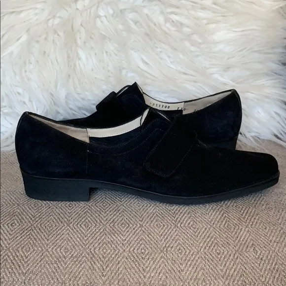 Salvatore Ferragamo Suede Velcro Strap Flats