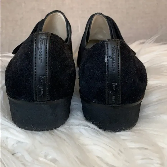 Salvatore Ferragamo Suede Velcro Strap Flats