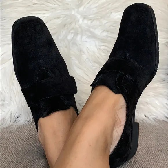 Salvatore Ferragamo Suede Velcro Strap Flats