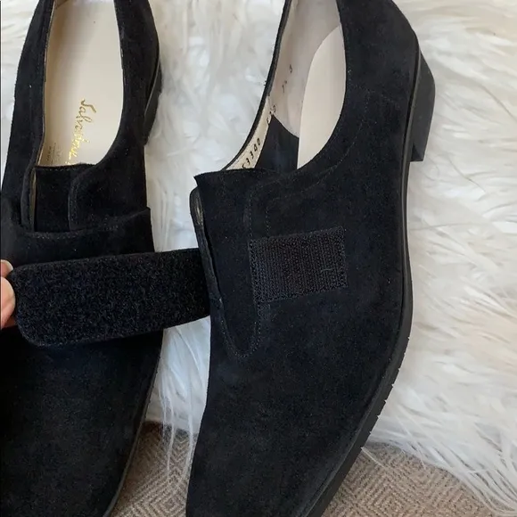 Salvatore Ferragamo Suede Velcro Strap Flats