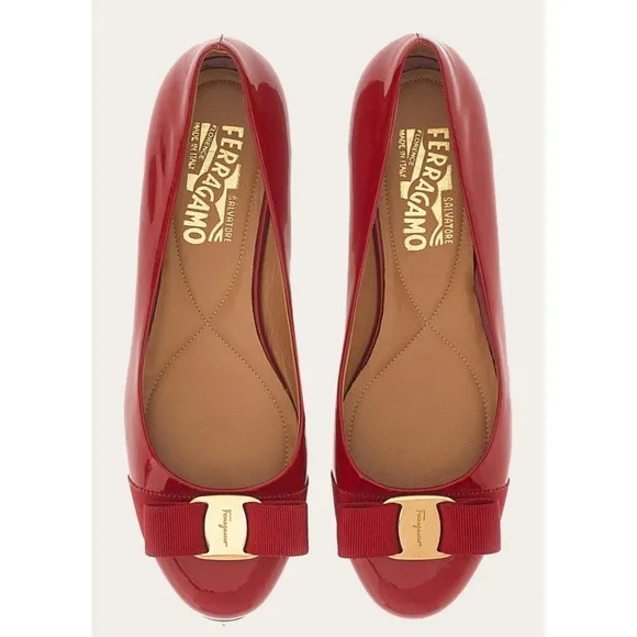 Salvatore Ferragamo Women's Varina Bow Ballet Leather Flats 8.5 B