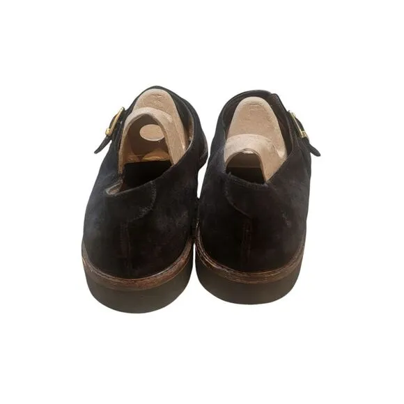 Salvatore Ferragamo Men's Black Suede Monk Strap Shoes. Size 11.5 C.