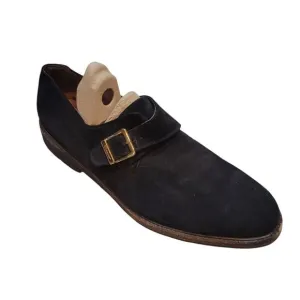 Salvatore Ferragamo Men's Black Suede Monk Strap Shoes. Size 11.5 C.