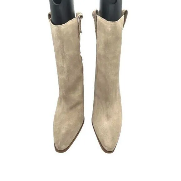 Sam Edelman Agnes Sesame Stacked Heel Pull On Ankle Western Boots - Sz 10