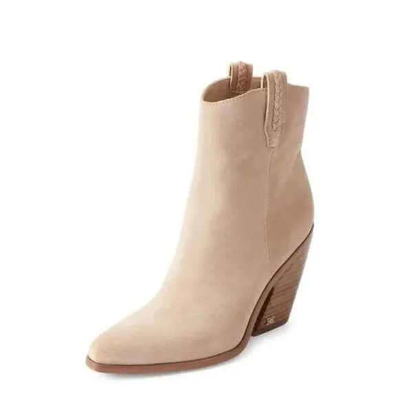 Sam Edelman Agnes Sesame Stacked Heel Pull On Ankle Western Boots - Sz 10