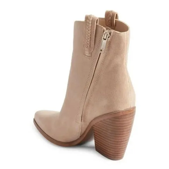 Sam Edelman Agnes Sesame Stacked Heel Pull On Ankle Western Boots - Sz 10