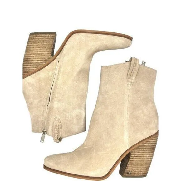 Sam Edelman Agnes Sesame Stacked Heel Pull On Ankle Western Boots - Sz 10