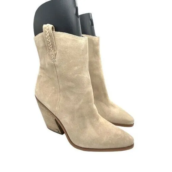 Sam Edelman Agnes Sesame Stacked Heel Pull On Ankle Western Boots - Sz 10