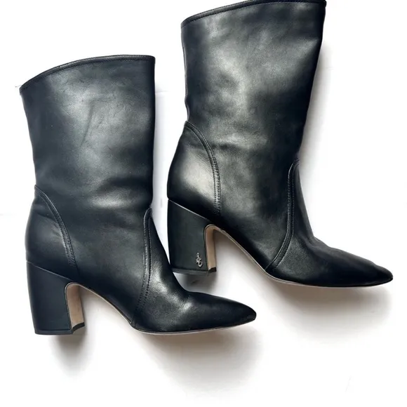 Sam Edelman Black boots Classic Hartley Mid Calf Dress Bootie Block Heel sz 9.5