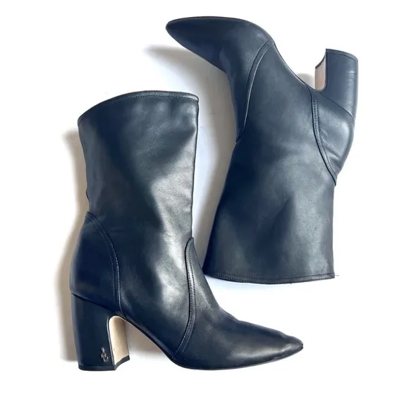 Sam Edelman Black boots Classic Hartley Mid Calf Dress Bootie Block Heel sz 9.5