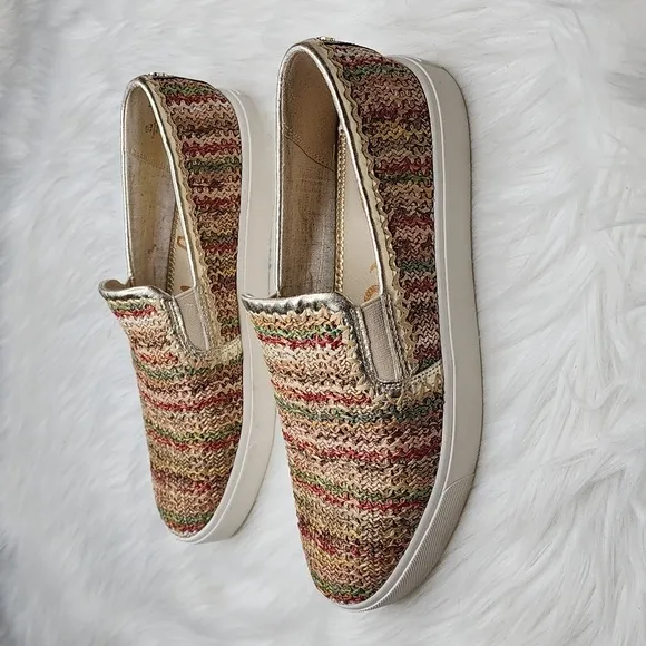 Sam Edelman Erie Raffia Slip On Sneakers Bright Multi