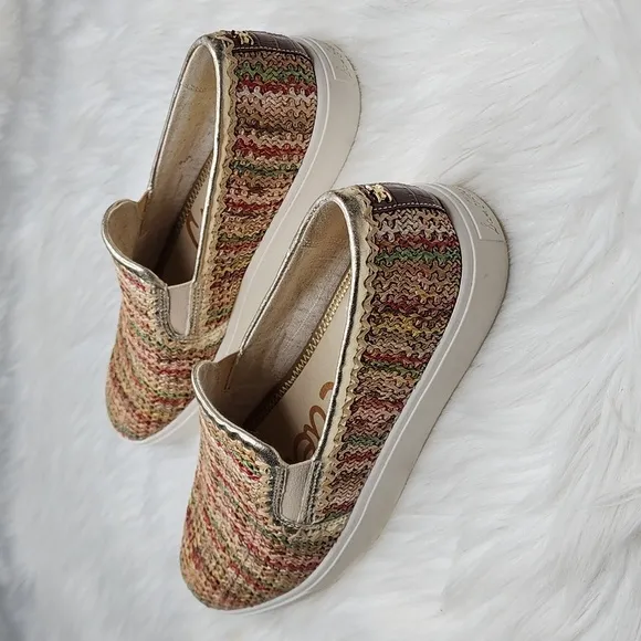 Sam Edelman Erie Raffia Slip On Sneakers Bright Multi