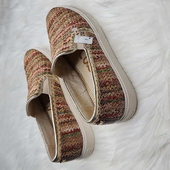 Sam Edelman Erie Raffia Slip On Sneakers Bright Multi