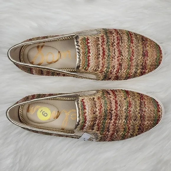 Sam Edelman Erie Raffia Slip On Sneakers Bright Multi