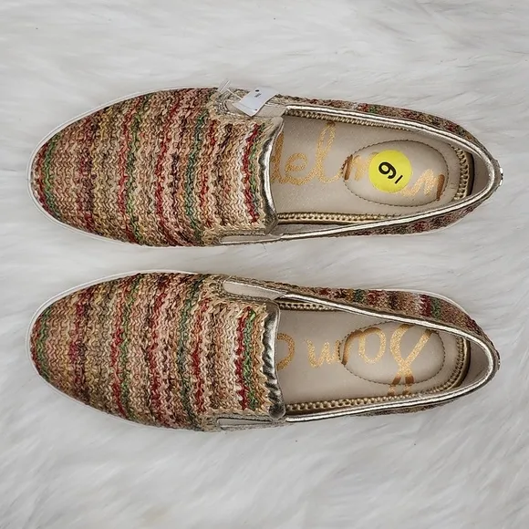 Sam Edelman Erie Raffia Slip On Sneakers Bright Multi