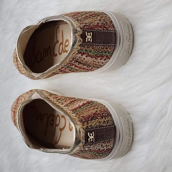 Sam Edelman Erie Raffia Slip On Sneakers Bright Multi