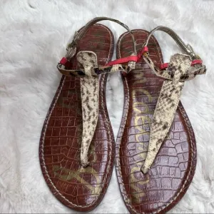 Sam Edelman Gigi Animal Snakeskin and Leopard Print T Strap Sandals Size 9.5