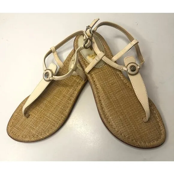 Sam Edelman Gigi Signet T-Strap Sandals Women Size 6.5 Ivory (off white)
