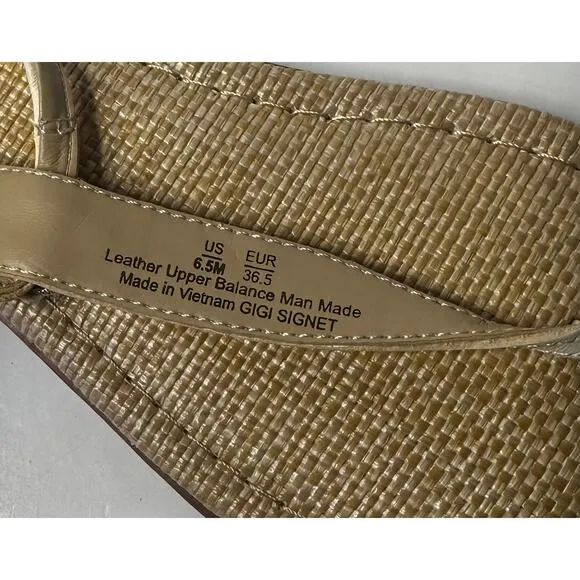 Sam Edelman Gigi Signet T-Strap Sandals Women Size 6.5 Ivory (off white)