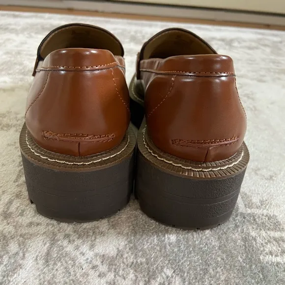 Sam Edelman Laurs Lug Sole Gold Horsebit Loafers Sz 8