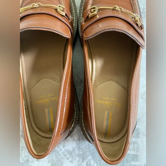 Sam Edelman Laurs Lug Sole Gold Horsebit Loafers Sz 8