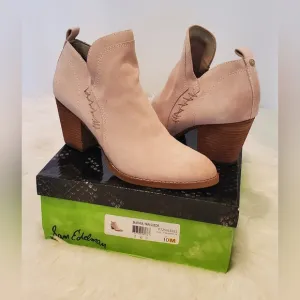 Sam Edelman Mathia Women's Tan Suede Ankle Boots With Stacked Heel