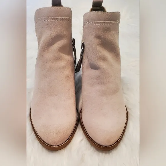 Sam Edelman Mathia Women's Tan Suede Ankle Boots With Stacked Heel