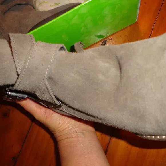 Sam Edelman Morris Suede Bootie 6M Flint Grey Side Zip Stacked Heel