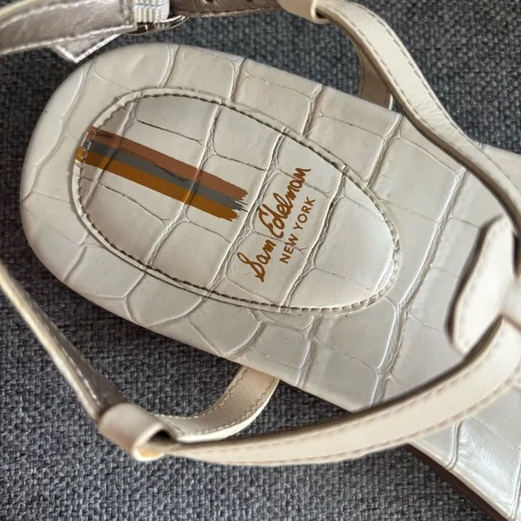 Sam Edelman Naomi Leather Sandals Ivory Ankle Strap Women’s Size 8.5 LIKE NEW