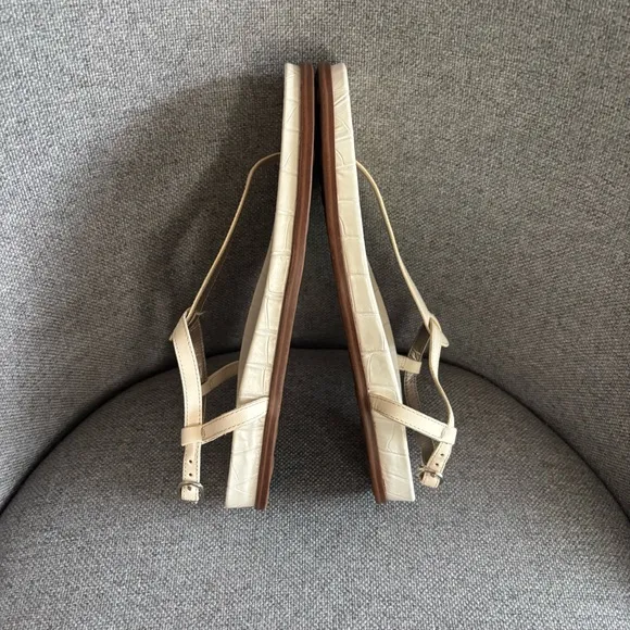 Sam Edelman Naomi Leather Sandals Ivory Ankle Strap Women’s Size 8.5 LIKE NEW