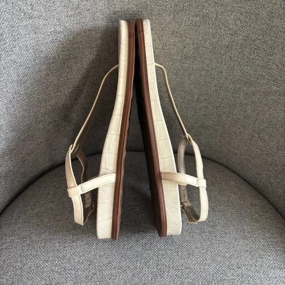 Sam Edelman Naomi Leather Sandals Ivory Ankle Strap Women’s Size 8.5 LIKE NEW