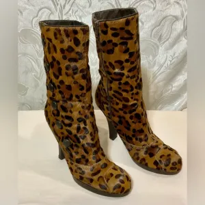 Sam Edelman Petrella Leopard Calf Hair Boots Size 9.5M