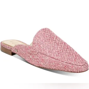 Sam Edelman - Pink Eiko Woven Tweed Textured Mule Flats - Size 6.5