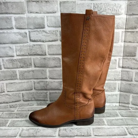 Sam Edelman Prina Riding Boots Women's Size 11 Brown Leather Wide Calf Country