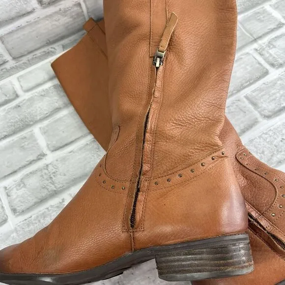 Sam Edelman Prina Riding Boots Women's Size 11 Brown Leather Wide Calf Country