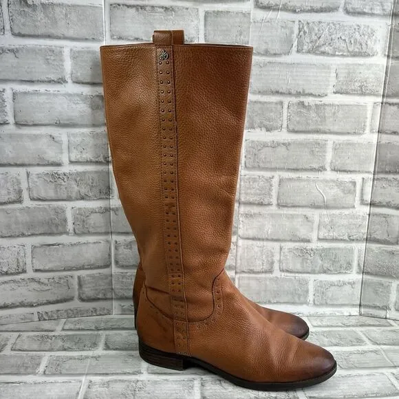 Sam Edelman Prina Riding Boots Women's Size 11 Brown Leather Wide Calf Country