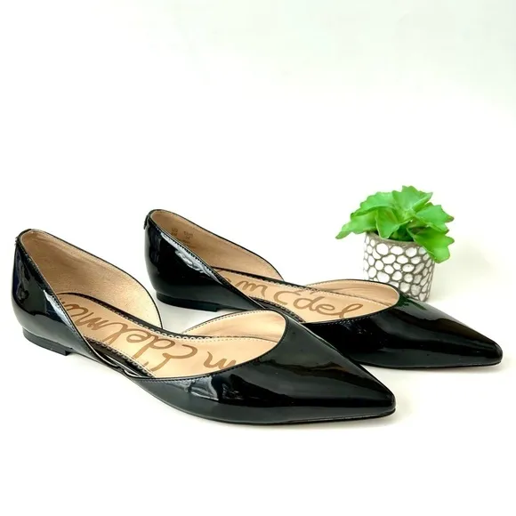 Sam Edelman Rodney Black Patent Leather Pointed Toe D’Orsay Flats Size 8