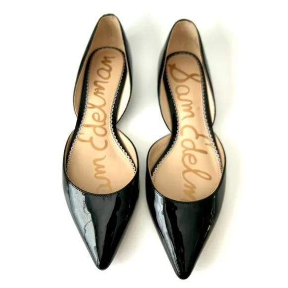 Sam Edelman Rodney Black Patent Leather Pointed Toe D’Orsay Flats Size 8